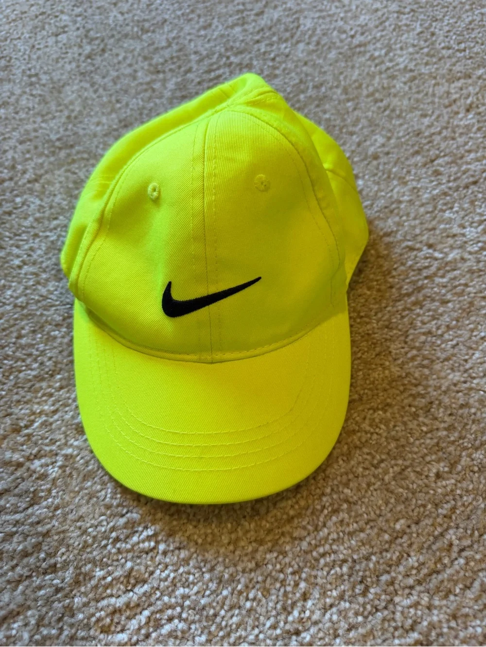 Nike Neon Yellow Kids Baseball Cap with Black Swoosh